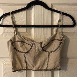 Princess Polly Crop Top, Tan and Black, Size 4